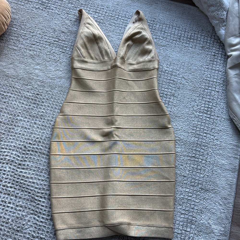 Gold Herve Leger dress